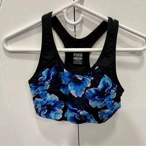 PINK Victoria Secret Hawaiian Flower Print Sports Bra - Picture 1 of 9